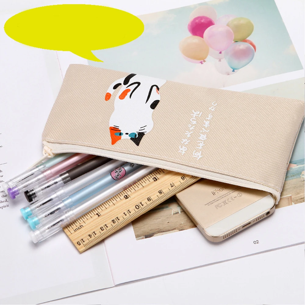 Cartoon Katze Leinwand Bleistift Fall Für Mädchen Schule Lieferungen Schreibwaren Schule Bleistift Fall Bleistift Tasche Pen Fall Nette Pencilcase