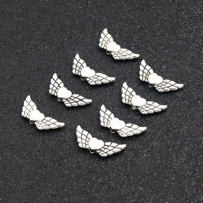 50 Stück Flügel antike Farbe lose Abstand halter Metall perlen für Schmuck finden Größe 21mm Loch 1mm hand gefertigten Schmuck DIY Zubehör – Detail 4