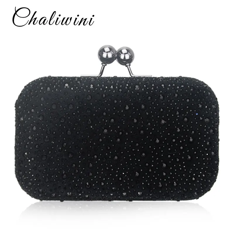 

New Shoulder Hasp Crystal Evening Clutch With Chains Womens Party Purse Wedding Bridal Wallet Toiletry Handbags Bags