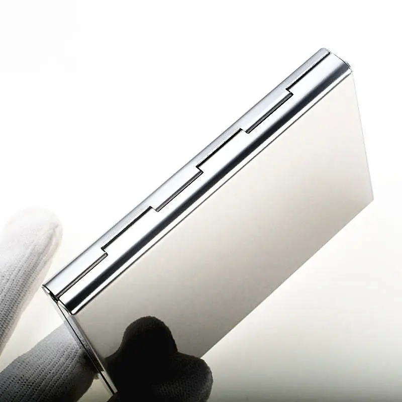 QOONG 2 PCS Stainless Steel Business Men Women Credit Card Holder ID Card Case Protector Rfid Travel Metal Card Wallet Carteira