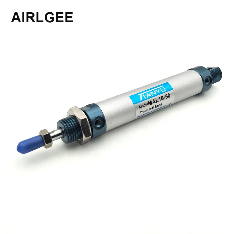 

MAL16x50 Double Action 16mm Bore 50mm Stroke Screwed Piston Rod Pneumatic Aluminum alloy Mini Air Cylinder Free Shipping