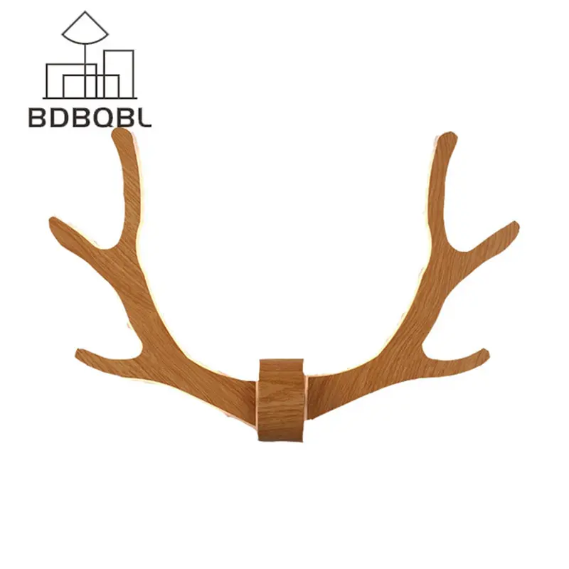 

BDBQBL Antler Deer Retro Wall Lamps Nordic Creative Wood Living Room Wall Lighting Stairs Bedroom Bedside Lamp Wall Light