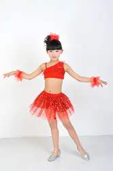 children in new stage costumes of Latin dance modern split skirt dance dress sequins