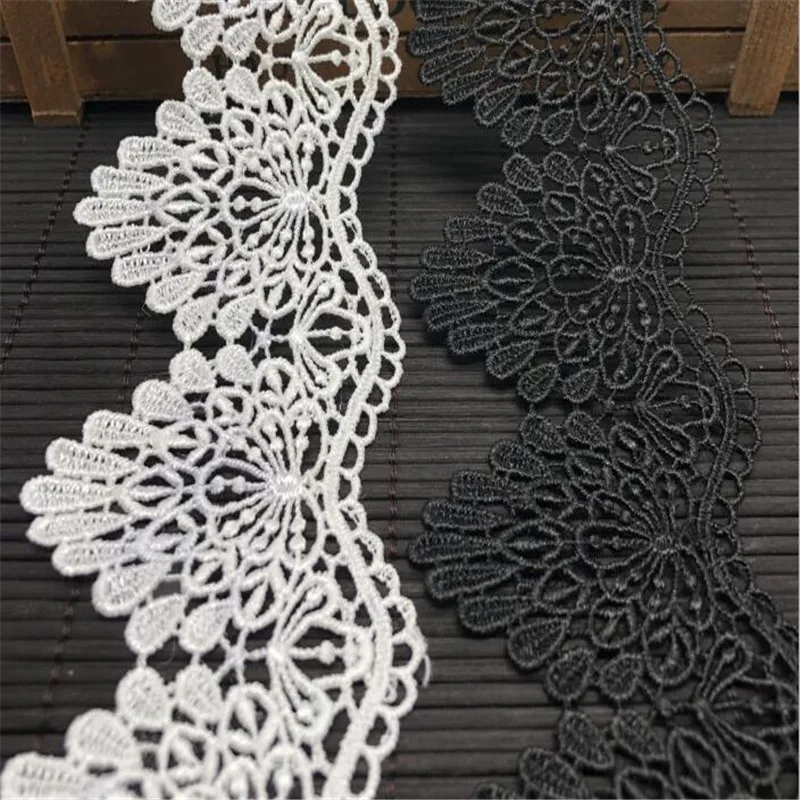 1 yard 6.5cm Width Black/White Embroidered Net Lace Fabric Trim Ribbons DIY Sewing Handmade Craft Materials