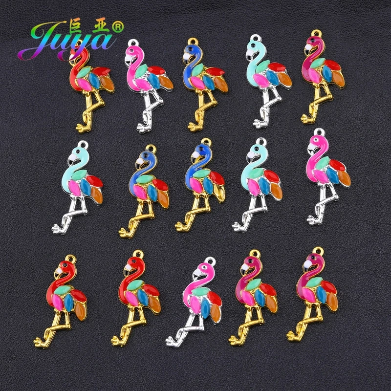 Juya Handmade Enamel Charms DIY Colorful Resin Animal Flamingo Bird Flower Charms For Bracelets Necklace Earrings Making image 3