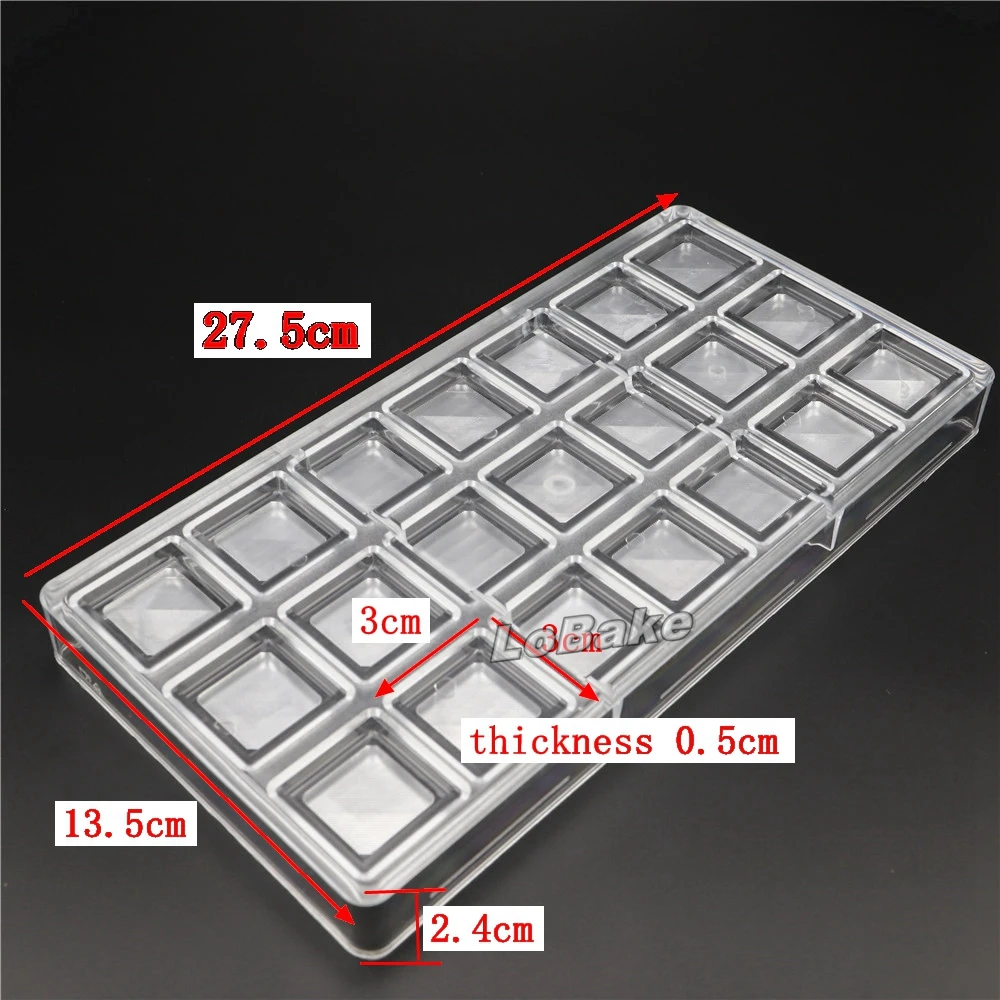 21 cavities square wavy cube with lines polycarbonate chocolate mold ice cube mould chocolat chips molds for DIY cake decoration