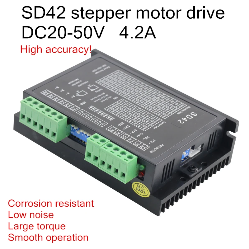 SD42 Two Phase Stepper Motor Drive,Adaptive 42/57 Step Motor Speed Controller DC20-50V 4.2A