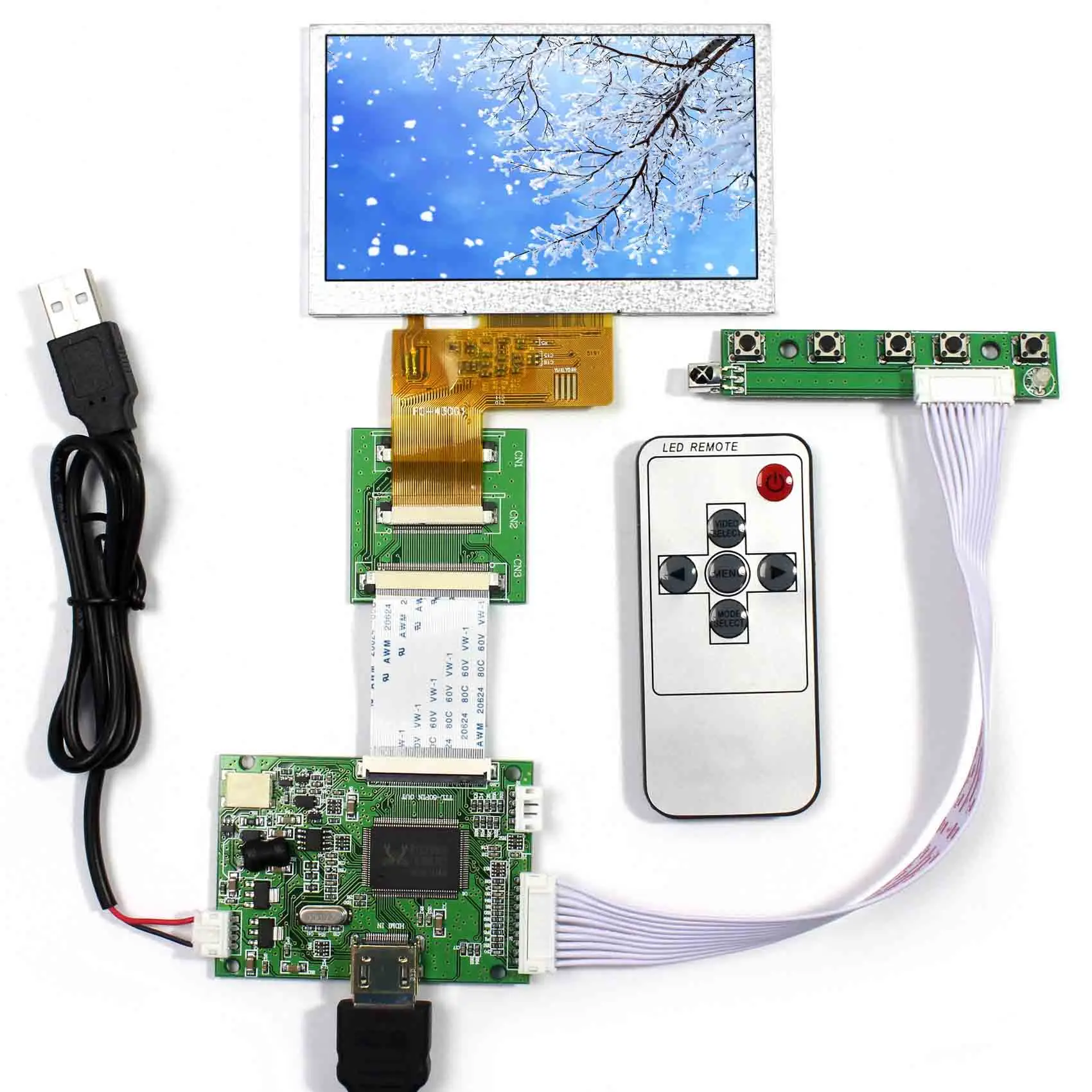 4.3inch AT043TN24 480X272 LCD With Remote Control+HD MI LCD Controller Board