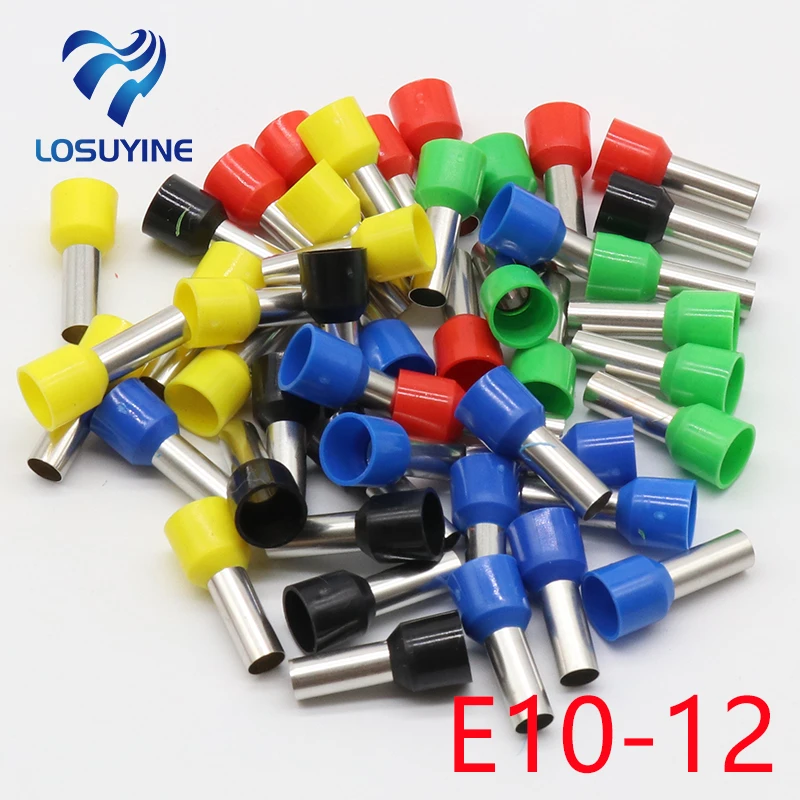 E10-12 Tube insulating Insulated terminals 10MM2 Cable Wire Connector 100PCS/Pack Insulating Crimp Terminal Connector E-