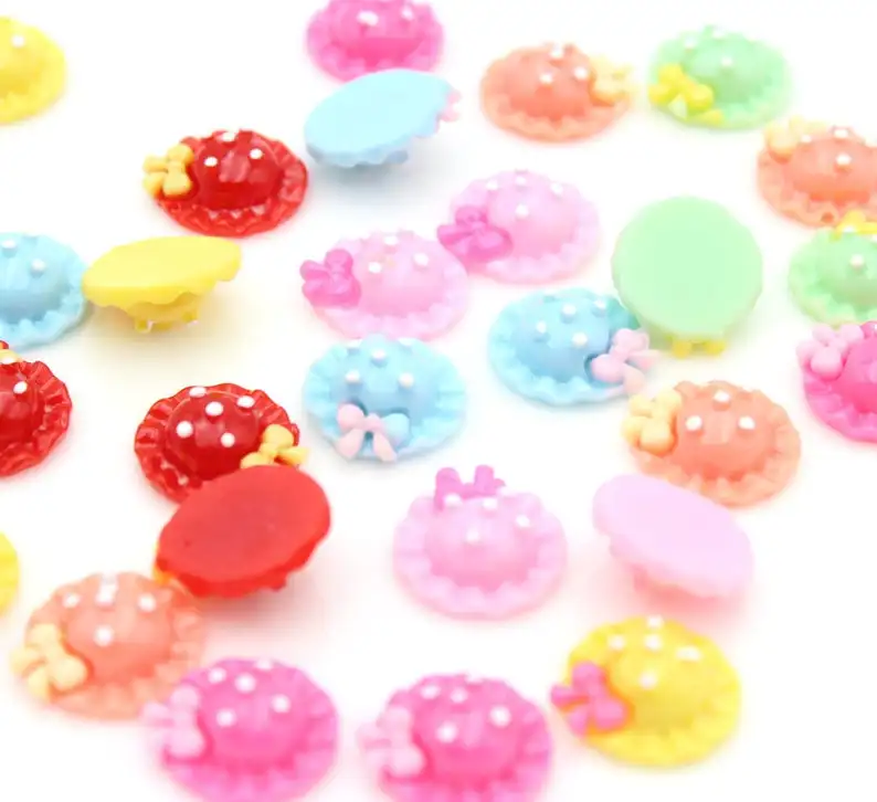 

300pcs Bow Hat Cabochons, Kawaii Resin Hat Decodens Flatback Kawaii Resin flat back 18mm Embellishments Crafts