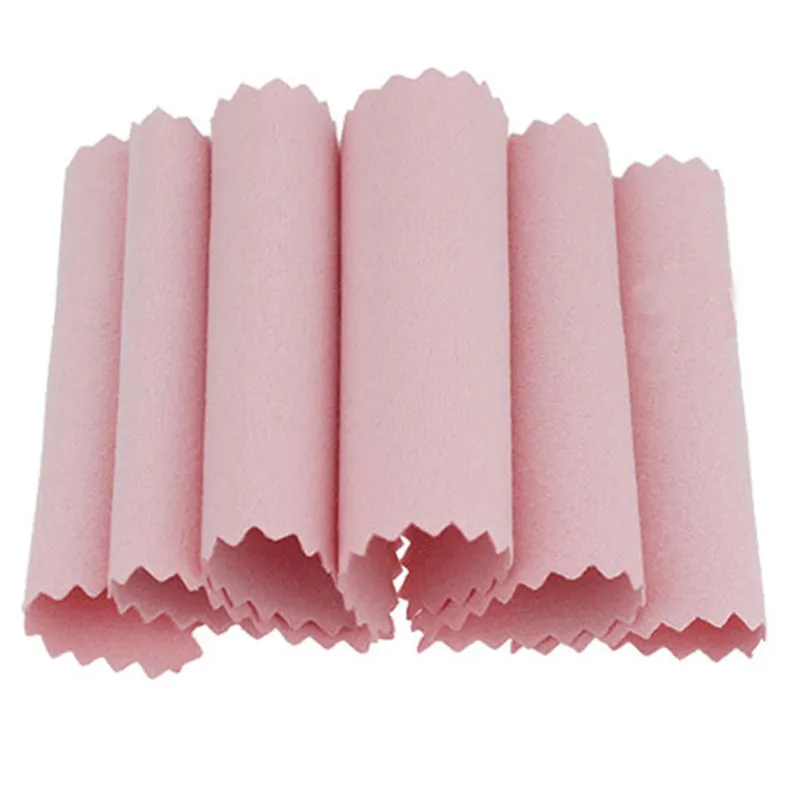 8cm*8cm 50pcs/pack Jewelry Polishing Pink Color Fabric  Polish Cleaning Cloth Care for 925