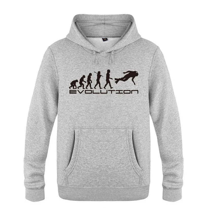 Scuba Diver Evolution Hoodies Men Fleece Long Sleeve Pullover Sweatshirt Winter Fitness Tracksuit Hooded Coat Moleton Masculino