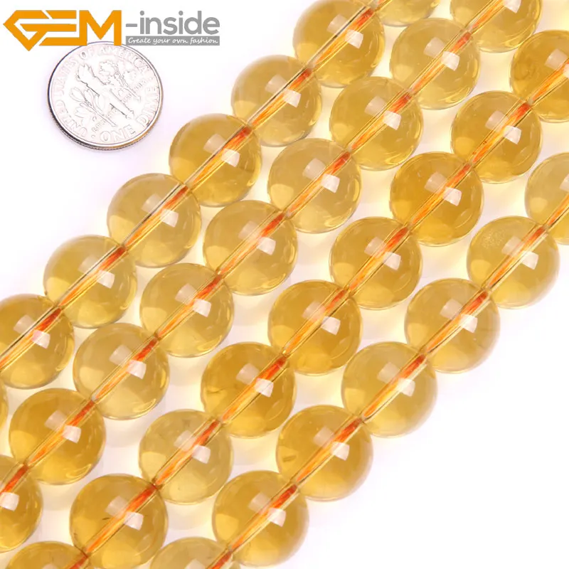 Yellow Citrines Clear Crystal Quartzs Round Shape Loose Bead For Jewelry Making Beads DIY Bracelet Necklace15\
