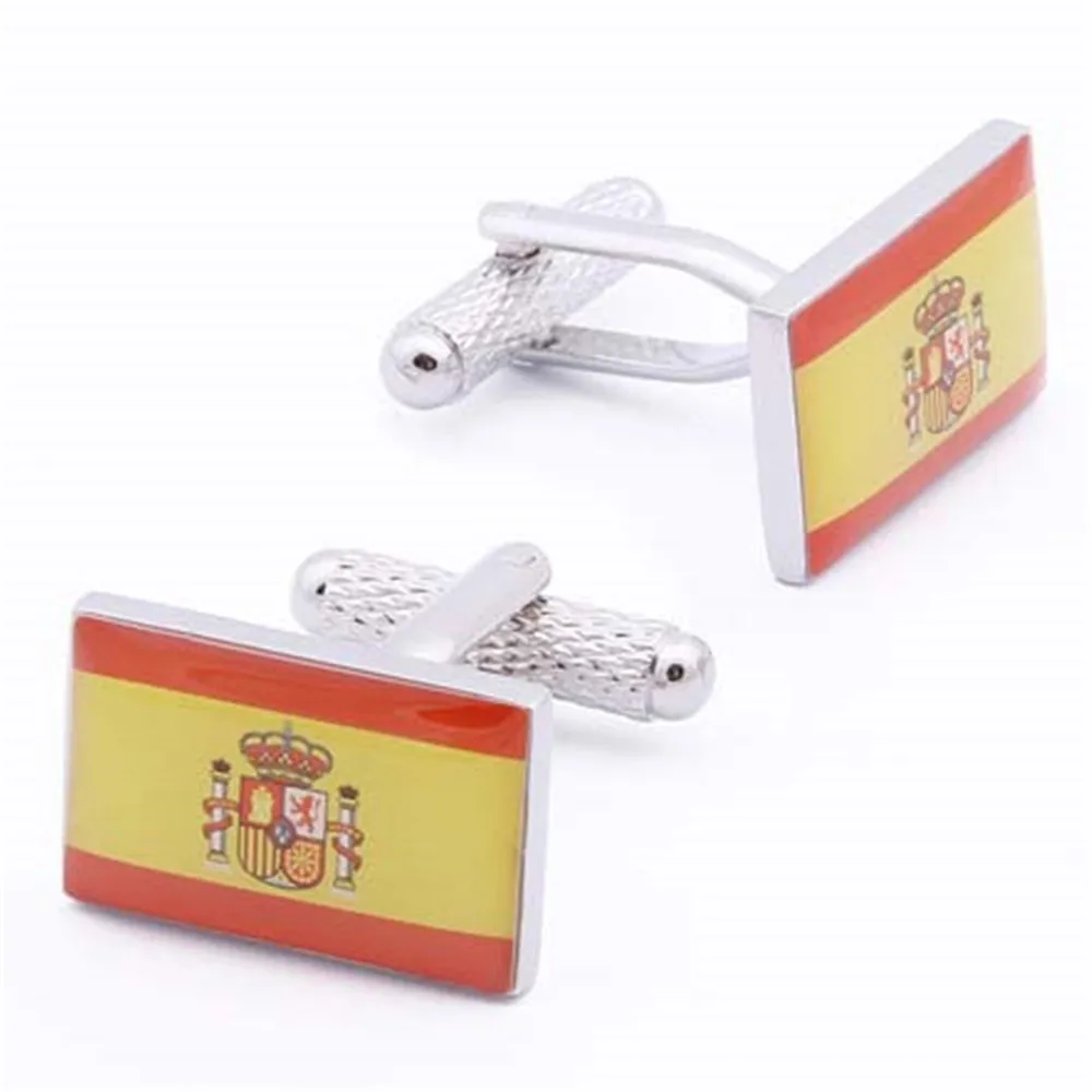 Everlasting Shine Kingdom of  Spain Espana Flag Party Wedding Men's Accessories Cuff Links