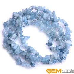 Natural Aquamarines 7-8mm Chips Nugget Freeform Loose Spacer Accessorries Beads For Jewelry Making Strand 15-34 Inch Women Gifts