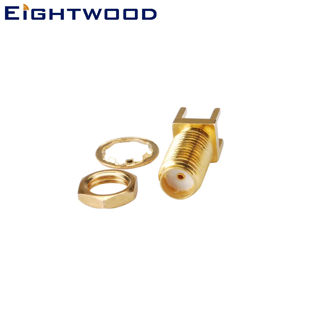 Eightwood SMA Jack Female RF Coaxial Connector Adapter Bulkhead Post Terminal Four Stud PCB Panel Mount for Antenna Base station