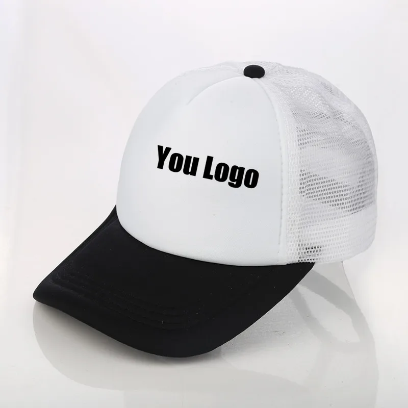 Accept 1 Piece DIY OEM Custom LOGO  100% Polyester Men Women Baseball Cap Mesh Snapback Print Logo Trucker Hat