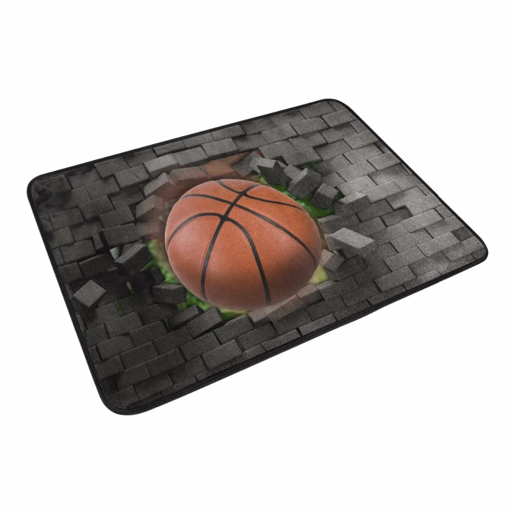 3D Basketball Printed Floor Carpet Quick-drying Water Absorption Bath Mat Bathroom Door Mat Absorbent Kitchen Carpet