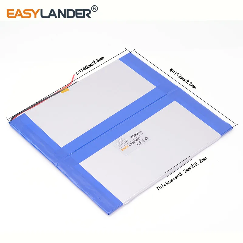 Bateria de íon de lítio/íon de lítio polímero, 3.7v 7500mah 32112145 para tablet pc banco de energia móvel; alto-falante telefone celular dvd