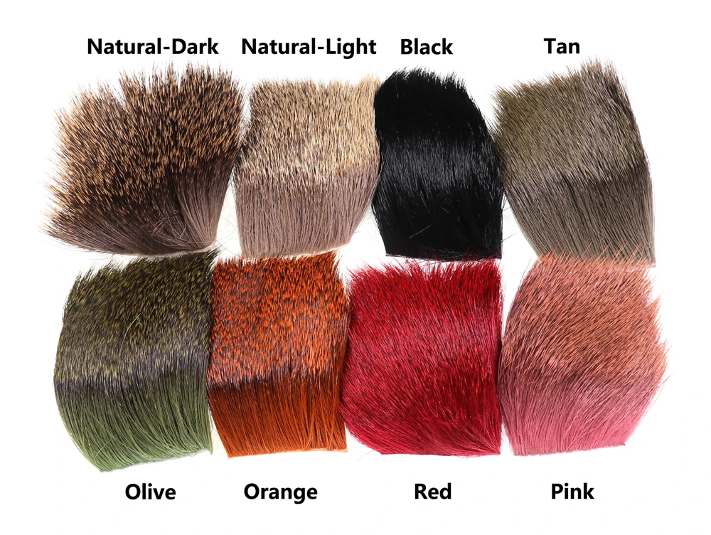 2/8 Stück 5cm X 5cm Fliegenbindematerial Natürlich Gefärbtes Hirschhaar für Trockenfliegen Streamer Elchhaar Caddis-Fliegen für Forellen-Angelköder – Detail 2