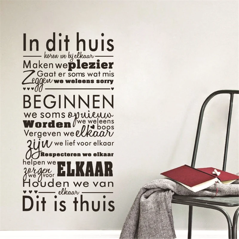 Dutch Art Wall Stickers In This House Quotes Vinyl Mural Wall Decals Nederlands Living Room Home Decoration