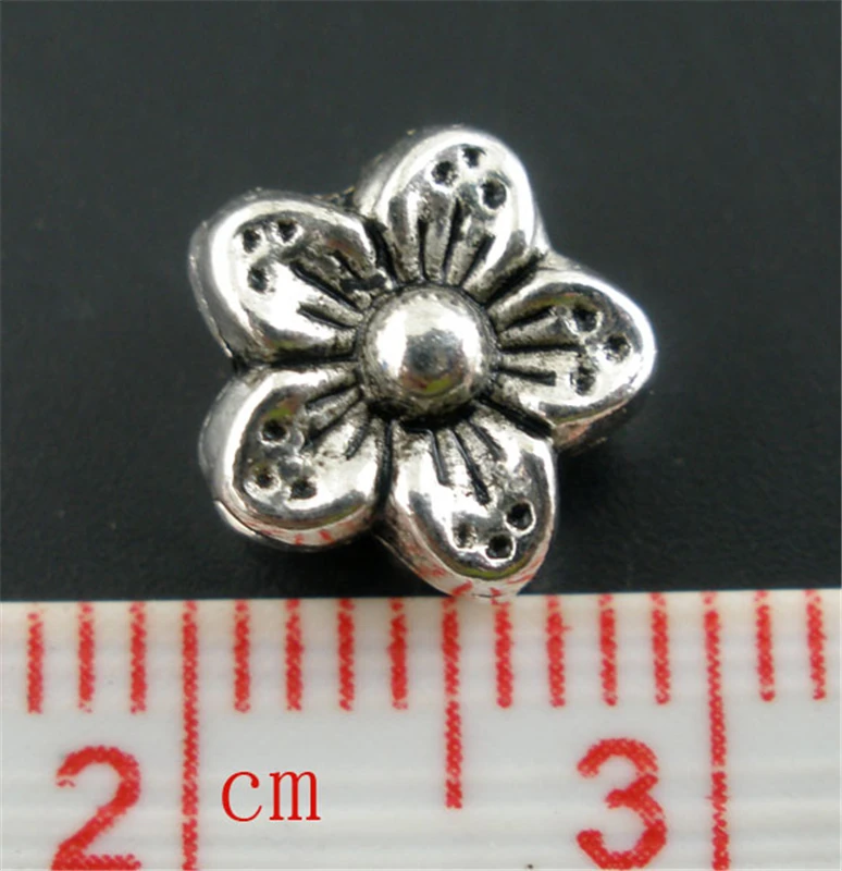 DoreenBeads 50PCs Silver Color Flower Spacers Beads 9mm (B02202), yiwu