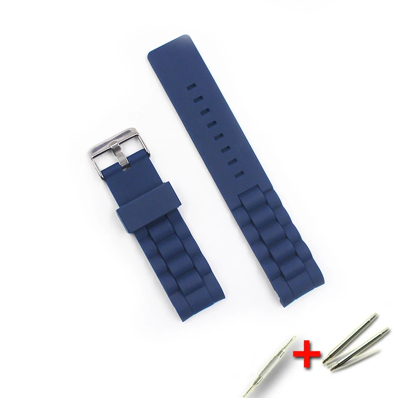 Watch accessories Silicone strap 20mm22mm pin buckle plastic strap Outdoor sports mountaineering diving Men's watch band