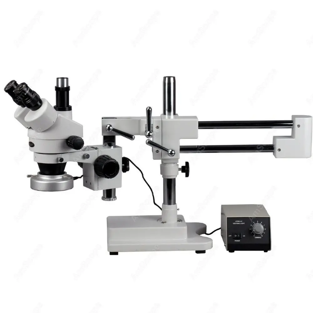 Trinocular  Stereo Microscope--AmScope Supplies 7X-45X Trinocular Zoom Stereo Microscope with Heavy-duty Metal 80-LED Ring Light