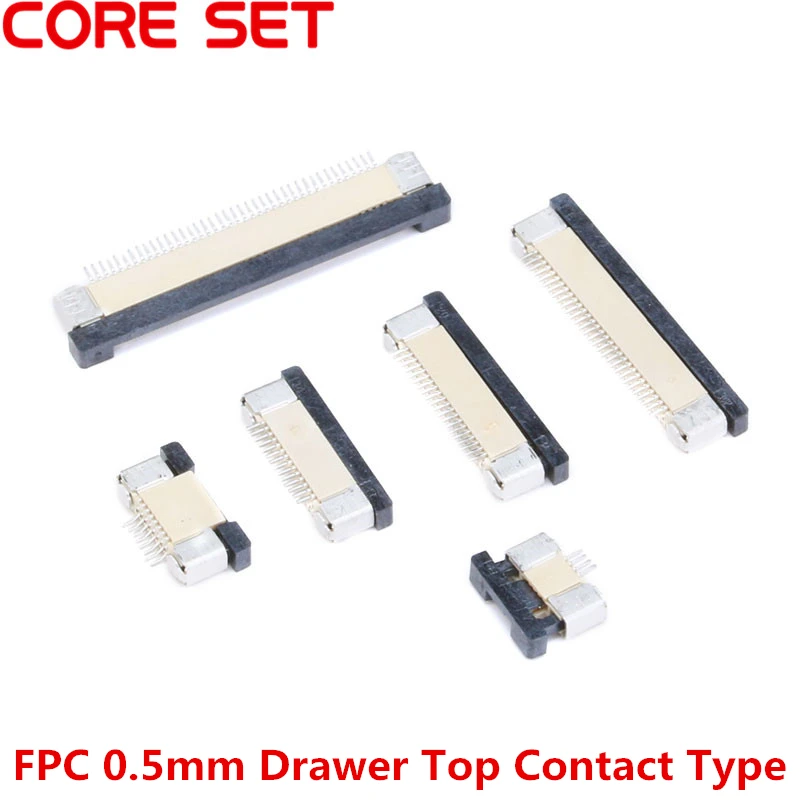 10PCS/Lot FPC Connector Socket FPC 0.5mm Drawer Top Contact Type 4P 6P 8P 10P 12P 14P 16P 18P 20P 24P 26P 30P 32P 34P 40P