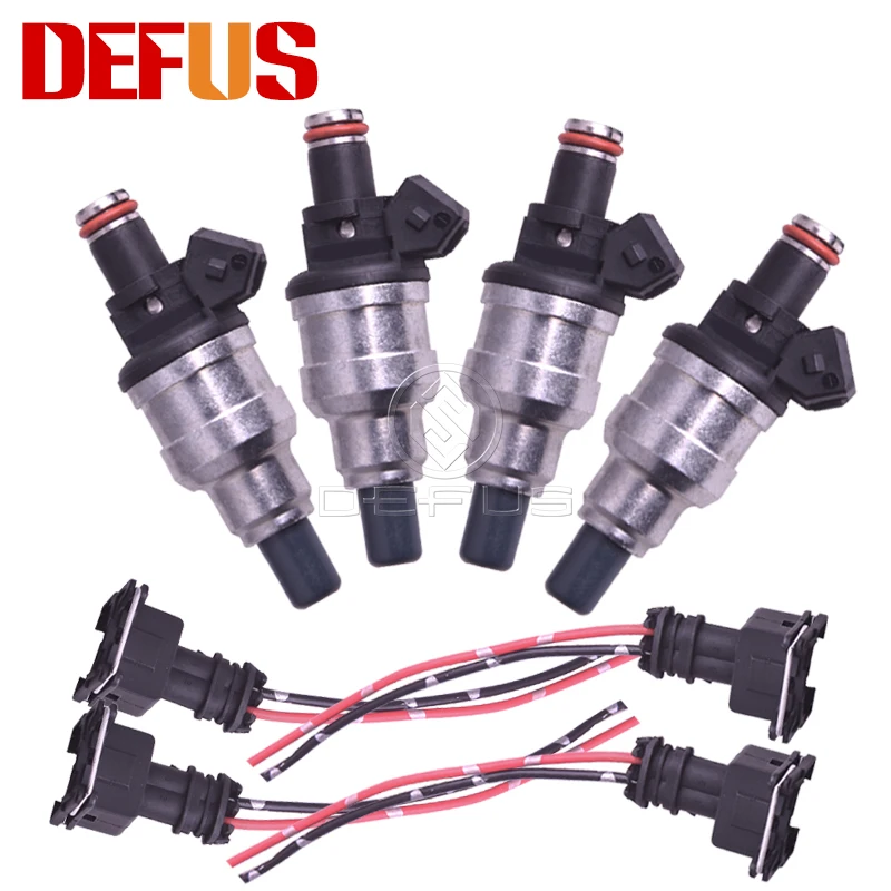 DEFUS 4x 550cc Fuel Injector Nozzle Bico For OBD0 OBD1 Honda B D H JDM VTEC EV1 Style 47lb With EV1 Plugs Free Clips