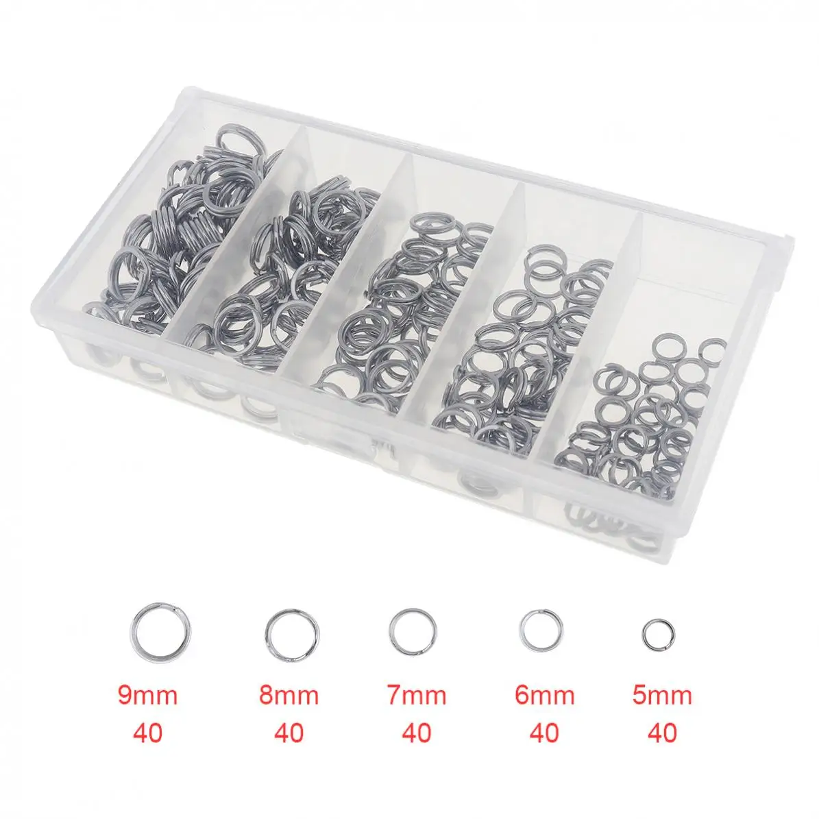 

200pcs/lot Orange Mixture Stainless Steel Fishing Ring Split Clip Swivel Quick Change Hook Connector with Double Loop