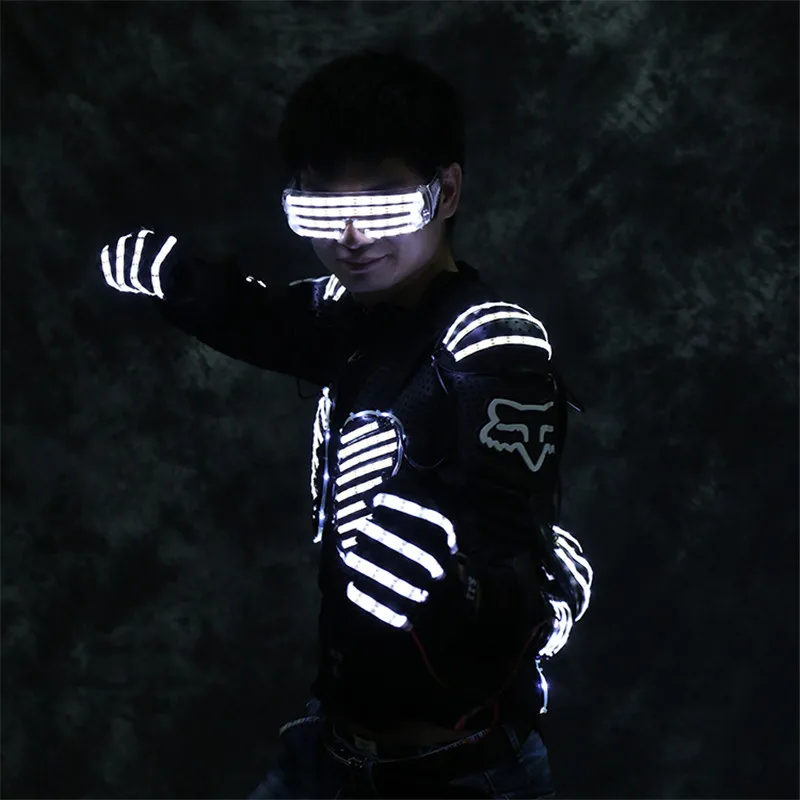 RE61 Singer dance wears led costumes RGB lighted armor outfits perforamnce clothe DJ glowing robot men suit party event led prop