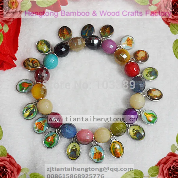 10mm plastic bead saint rosary bracelet with oval saint bracelet special offer free shipping 5pcs/lot