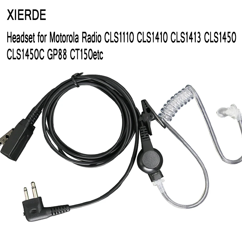 

2-Pin M Type Covert Acoutic Tube Mic PTT Headset for Motorola Radio GP88 CP040 CP100 Two Way Radio In-ear Earpiece