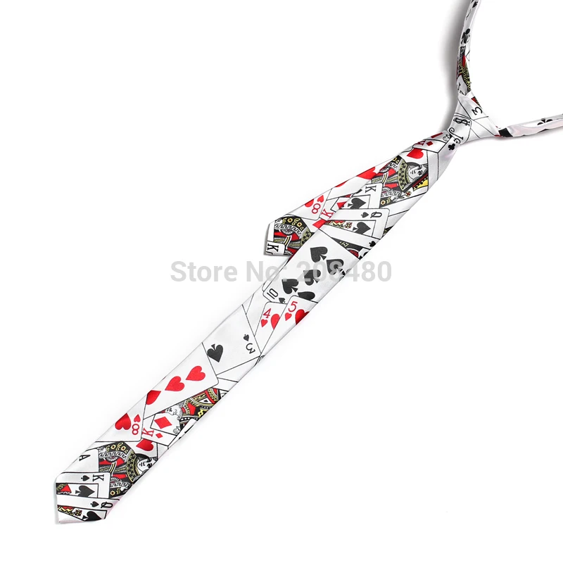Mens Ties Necktie Formal Dress Gift Wedding Shirts Cravat 2 Inch wide Fashion Playing Cards / Poker White Classic Party Business