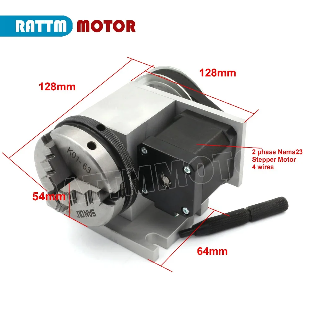 CNC 4th Axis dividing head Rotation Axis 4:1 K11-65mm & Tailstock for Mini CNC router woodworking Lathe