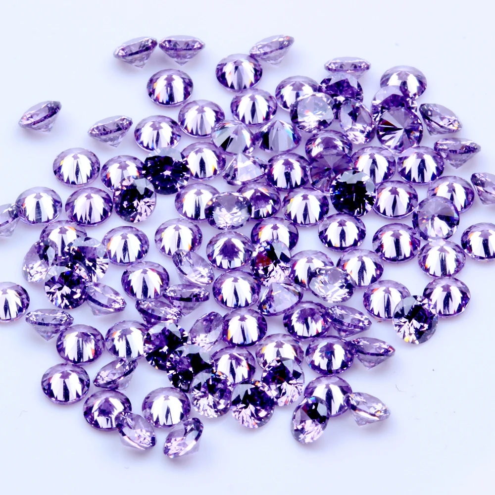 1000pcs AAAAA+ 1.0mm-4.0mm CZ Stone Round Cut Beads Purple Color Cubic Zirconia Synthetic Gems For Jewelry