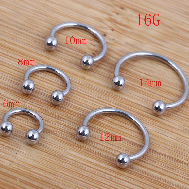 TIANCIFBYJS Piercing Wholesales 100pcs/lot  Mix 5 Size Stainless Steel Hot Sale Nose Body Jewelry Nose Ring Horseshoe Piercing