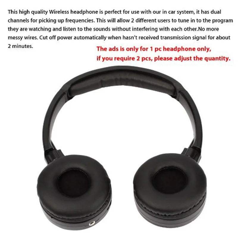 Infrared Stereo Wireless Headphones Headset  IR in Car roof dvd or headrest dvd Player two channels