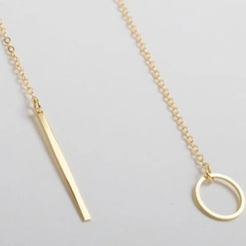 New Dainty Gold Color Necklaces Pendants Minimalist Simple Necklace Circle with Bar Long Necklace Jewelry 2023 New Trendy