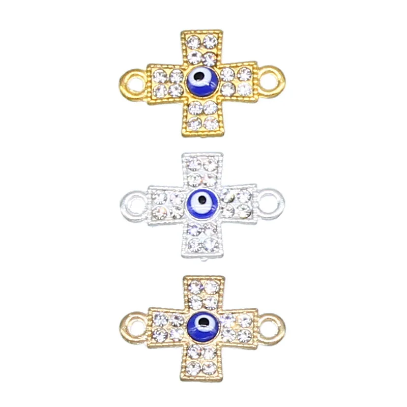 6 Pieces / Lucky Evil Pendant Cross Devil Eye Diy Jewelry Accessories Charm Necklace Bracelet Connector