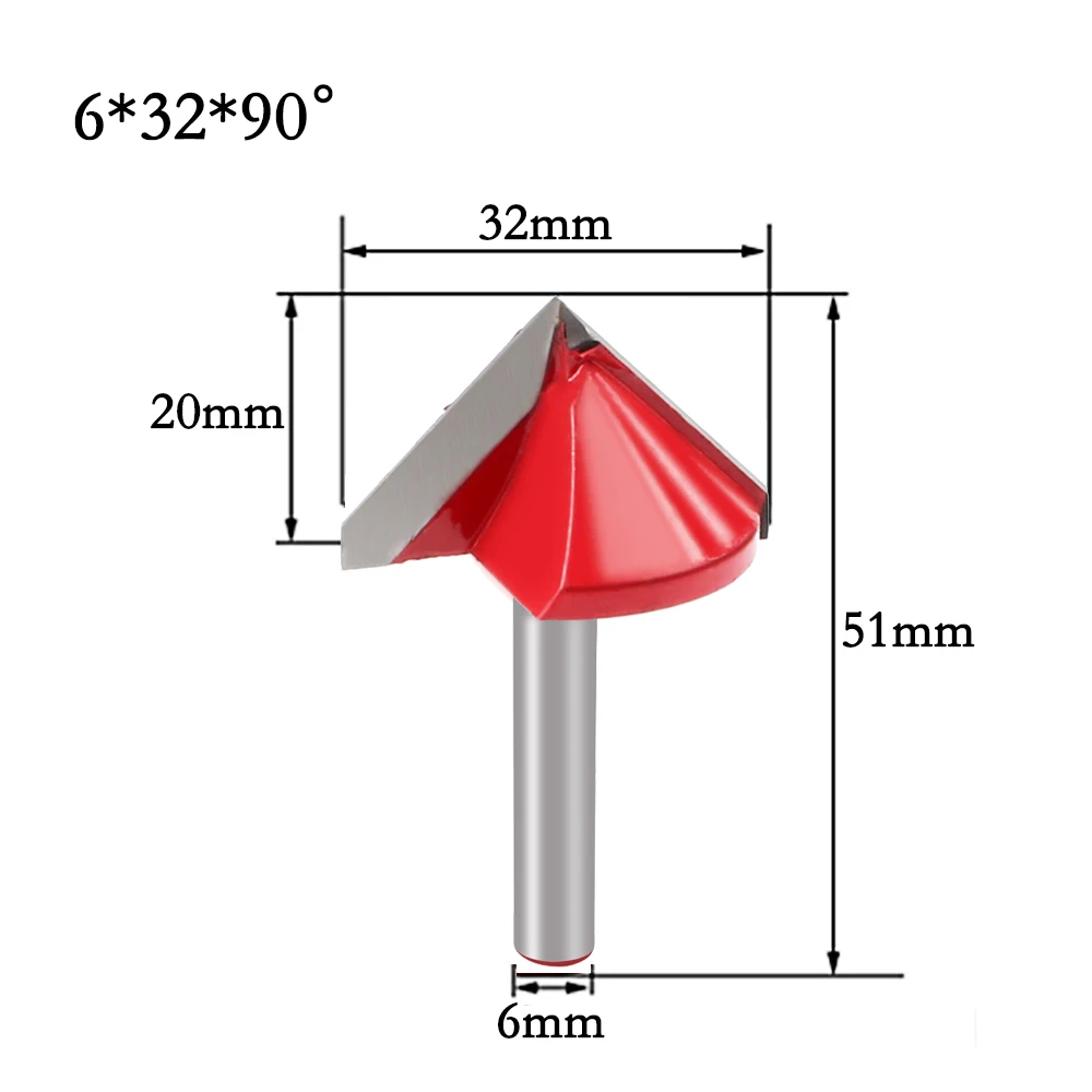 Engraving V Groove wood router bit Straight end mill trimmer cleaning flush trim corner round cove box bits tools Milling Cutter