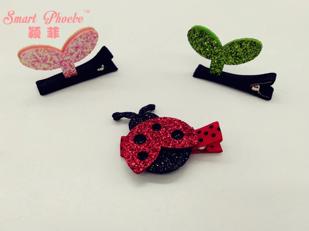 Boutique – pinces à cheveux en feutre solide, 15 pièces/3C, mode, mignon, coccinelle, feuille, filles, Kawaii, accessoires pour cheveux