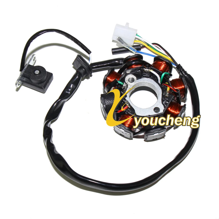 GY6 Engine Repair 8-coil Magneto Alternator Stator for 50cc 139QMB 139QMA Chinese Scooter Moped ATV Engine AC Fired GY6-50XQDDHA