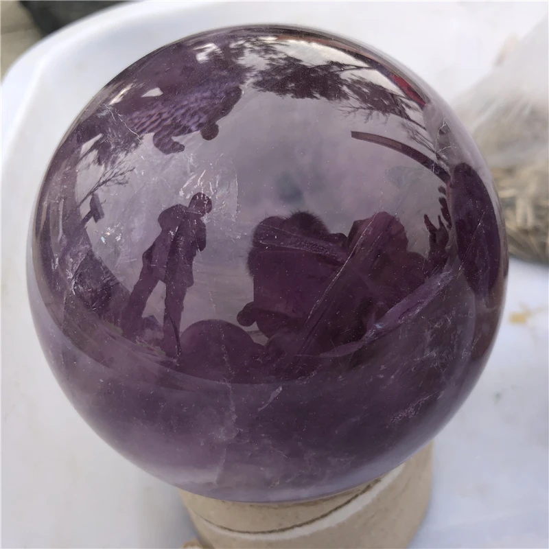 1Pc About 9-10 cm Natural Amethyst Sphere Reiki Witchcraft Crystal Ball Meditation Office Decor