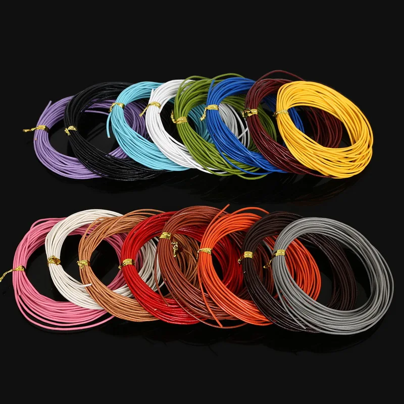 5M/strand 1mm Round Real Leather Jewelry Cord/wire/thread/string Beading Cords For Necklace Bracelet DIY Jewelry Findings