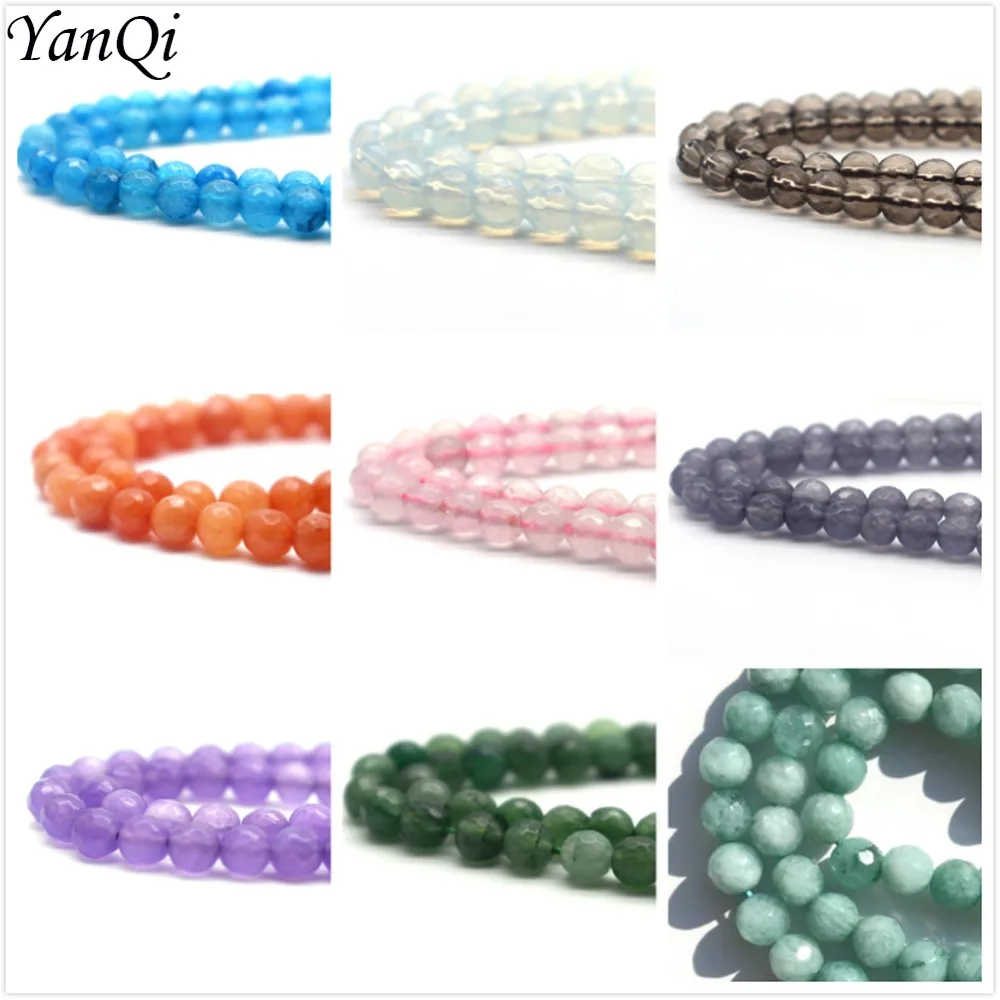 Yanqi 6mm Pink Opal Onyx Stone Beads Round Cut&Faceted Stone Beads Carnelian For Making Jewelry Diy Crafts Bracelet Accessories