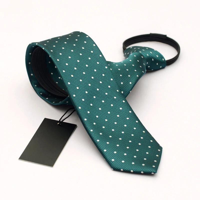 High Quality Fashionable Solid Color Casual Green Men's Narrow 6CM Slim Fit Shirt Accessory Business Banquet Zipper Necktie