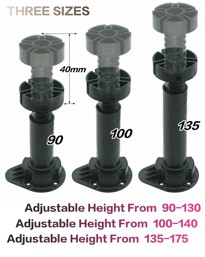 1 PCS A PACK Plastic Adjustable Leg for Kitchen Cabinet Bath Vanity 90MM,100MM,135MM