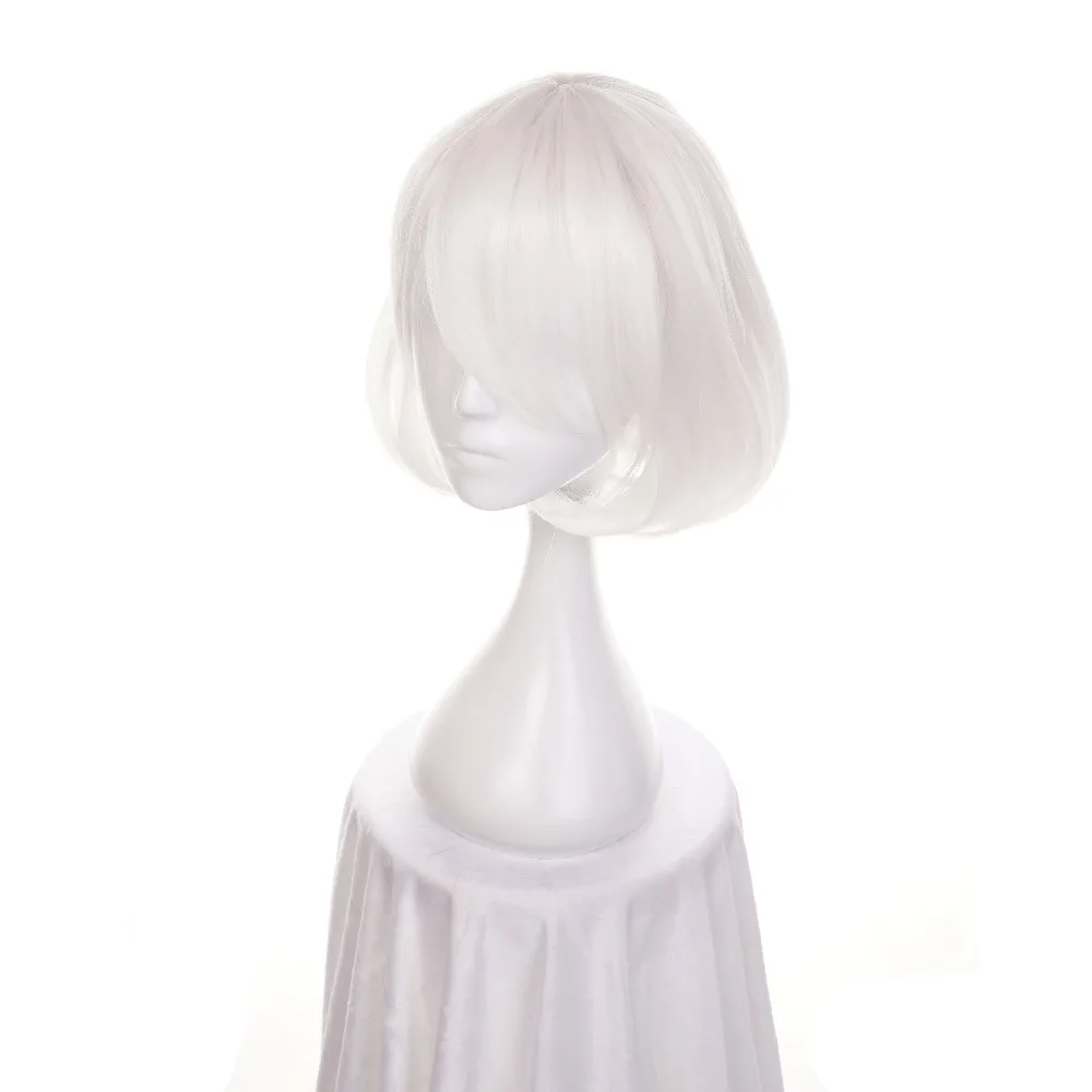 ccutoo NieR:Automata 2B YoRHa No. 2 Type B Heroine Short White Synthetic Hair Bobo Cosplay Full Wig